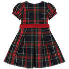 Girls Navy Blue & Red Tartan Dress, 1, hi-res