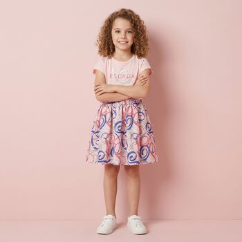 Younger Girls Pink Ribbon Dress