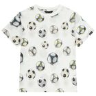 Boys White Multi Football T-Shirt, 2, hi-res