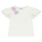 Girls White & Lilac Floral Tulle Skirt Set, 2, hi-res