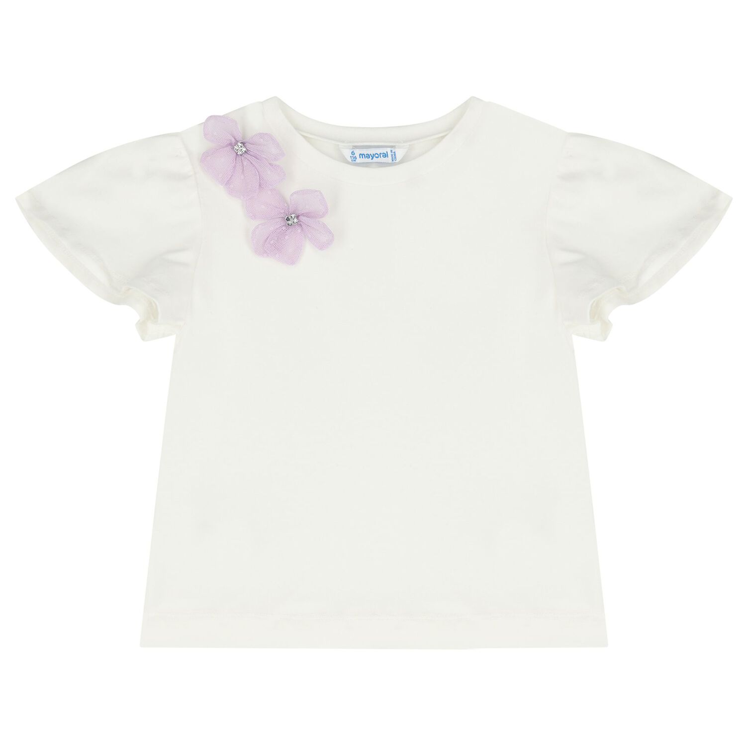 Girls White & Lilac Floral Tulle Skirt Set, 2, hi-res