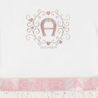 Girls White & Rose-Gold Logo Dress, 1, hi-res