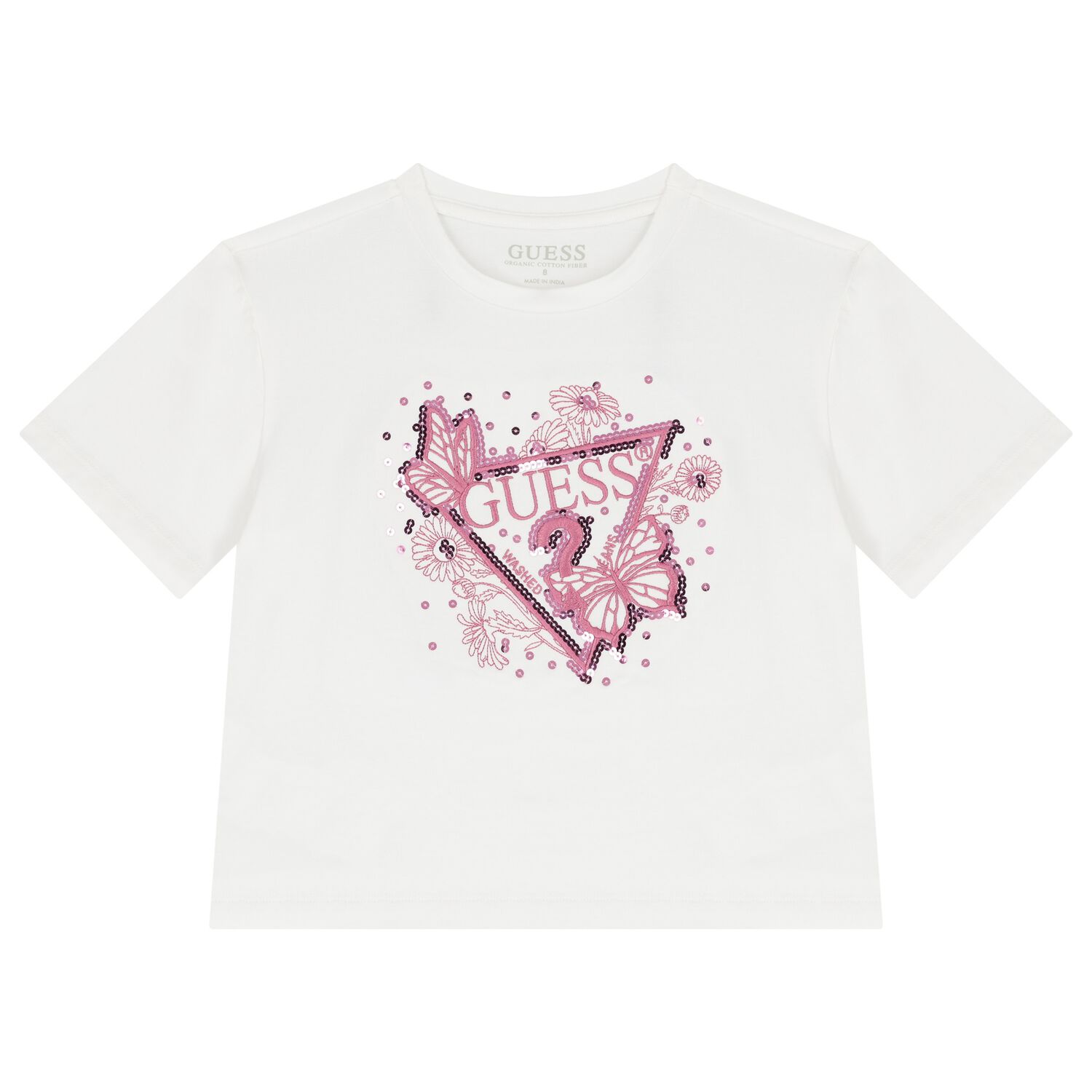Girls White Logo Sequin T-Shirt, 1, hi-res image number null