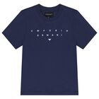 Boys Navy Blue, Ivory & Orange T-Shirts (3 Pack), 1, hi-res