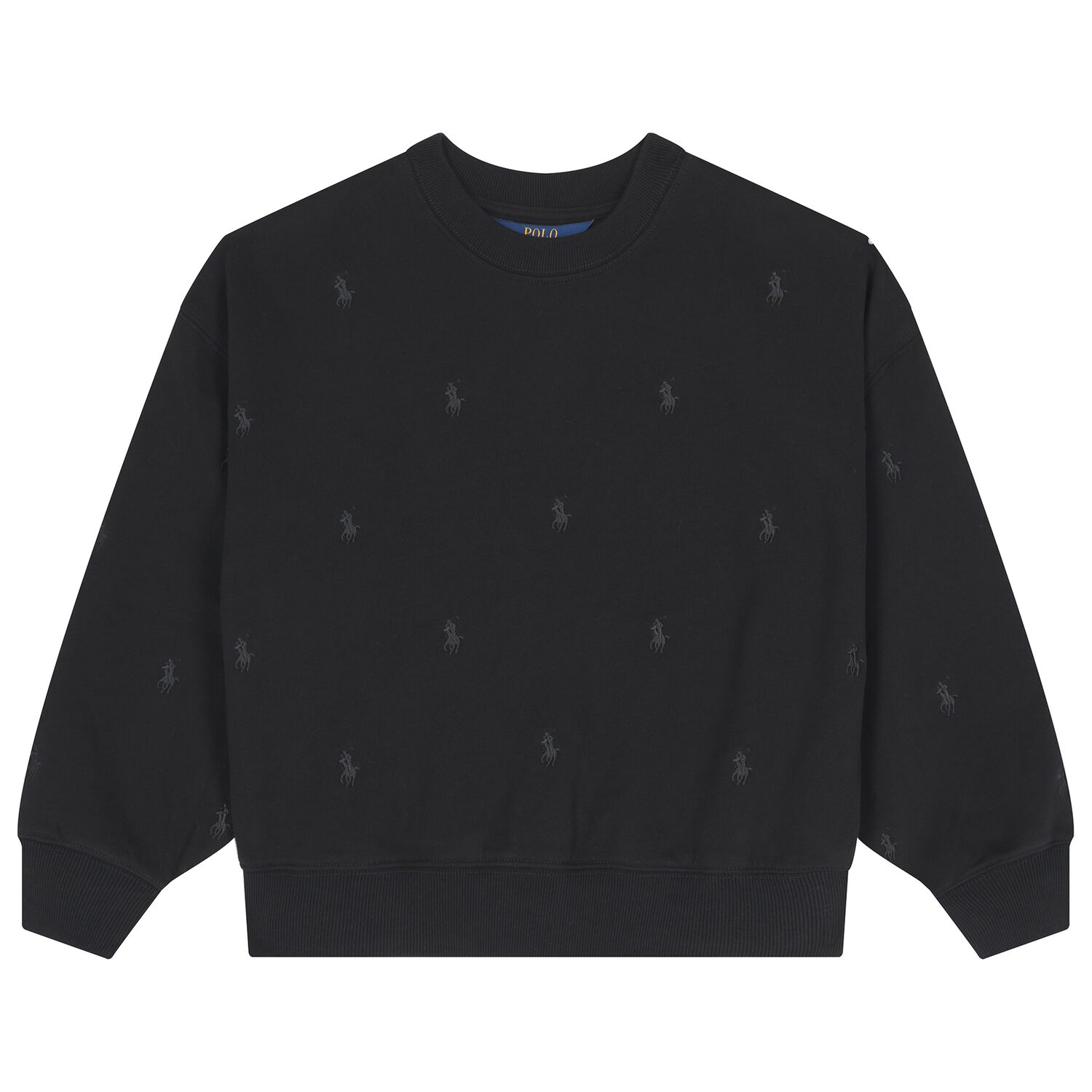 Girls Black Logo Sweatshirt, 1, hi-res