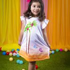 Girls White & Orange Palm Tree Dress, 1, hi-res
