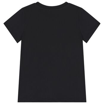 Girls Black Pesci Logo T-Shirt