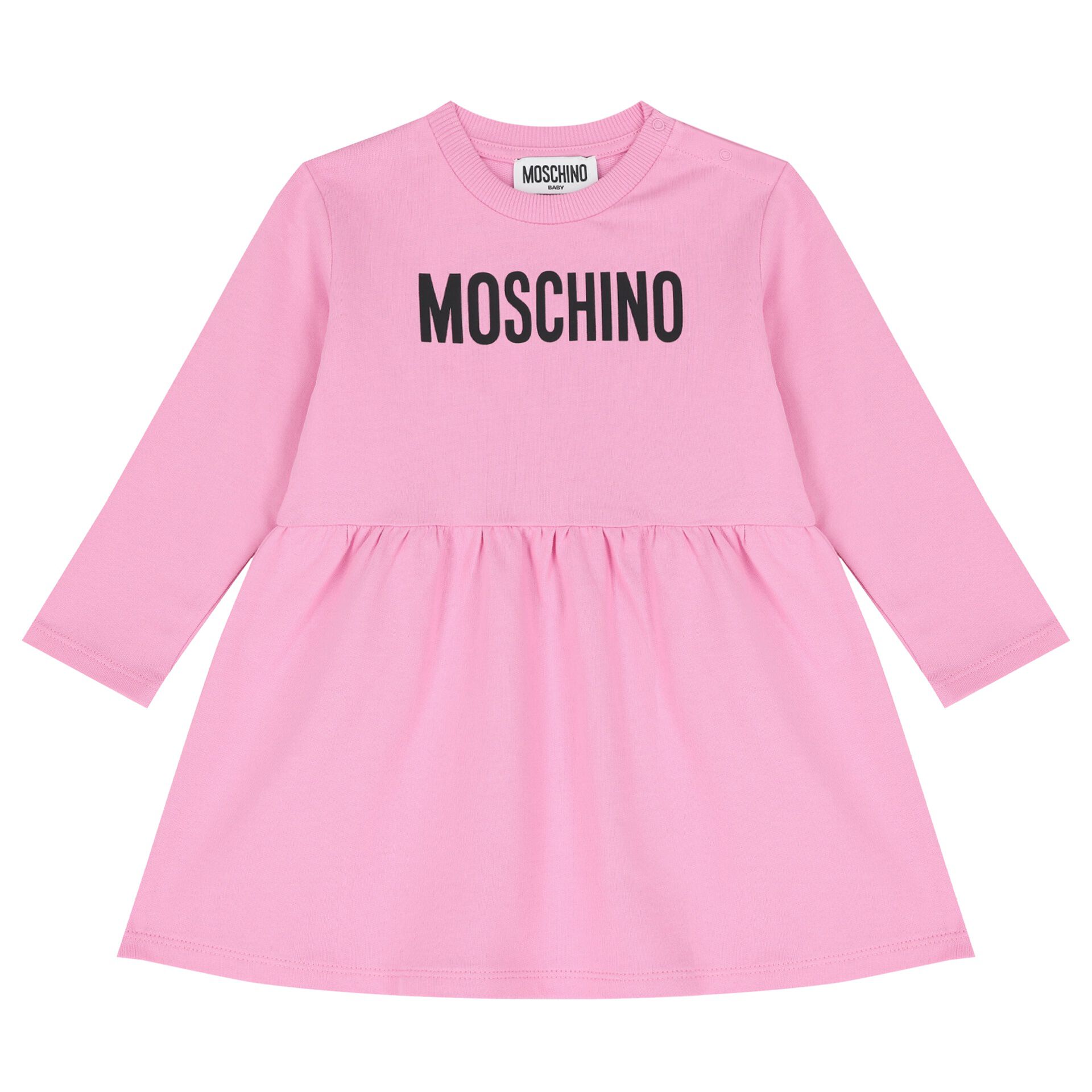 Moschino Younger Girls Pink Logo Dress Junior Couture