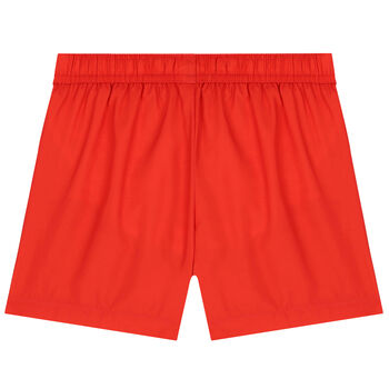 Boys Red Teddy Bear Logo Swim Shorts