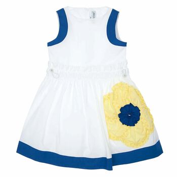 Girls White & Blue Dress