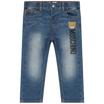 Blue Teddy Bear Logo Denim Jeans
