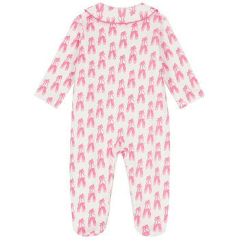 Baby Girls Ivory & Pink Babygrow