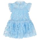 Girls Blue Embellished Tulle Dress, 1, hi-res