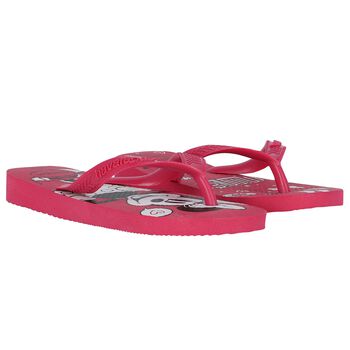 Girls Pink Disney Logo Flip Flops