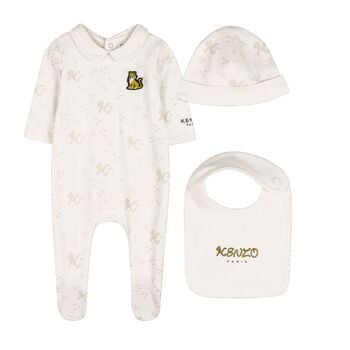Ivory Tiger Logo Babygrow Gift Set