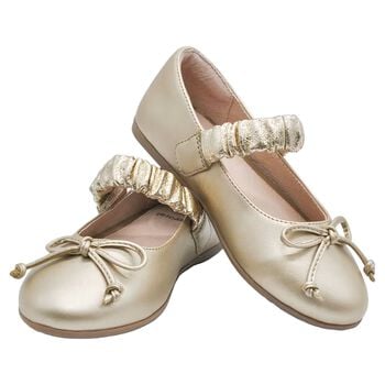 Girls Gold Bow Shoes