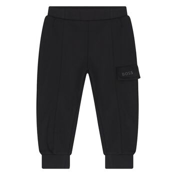 Younger Boys Black Logo Joggers