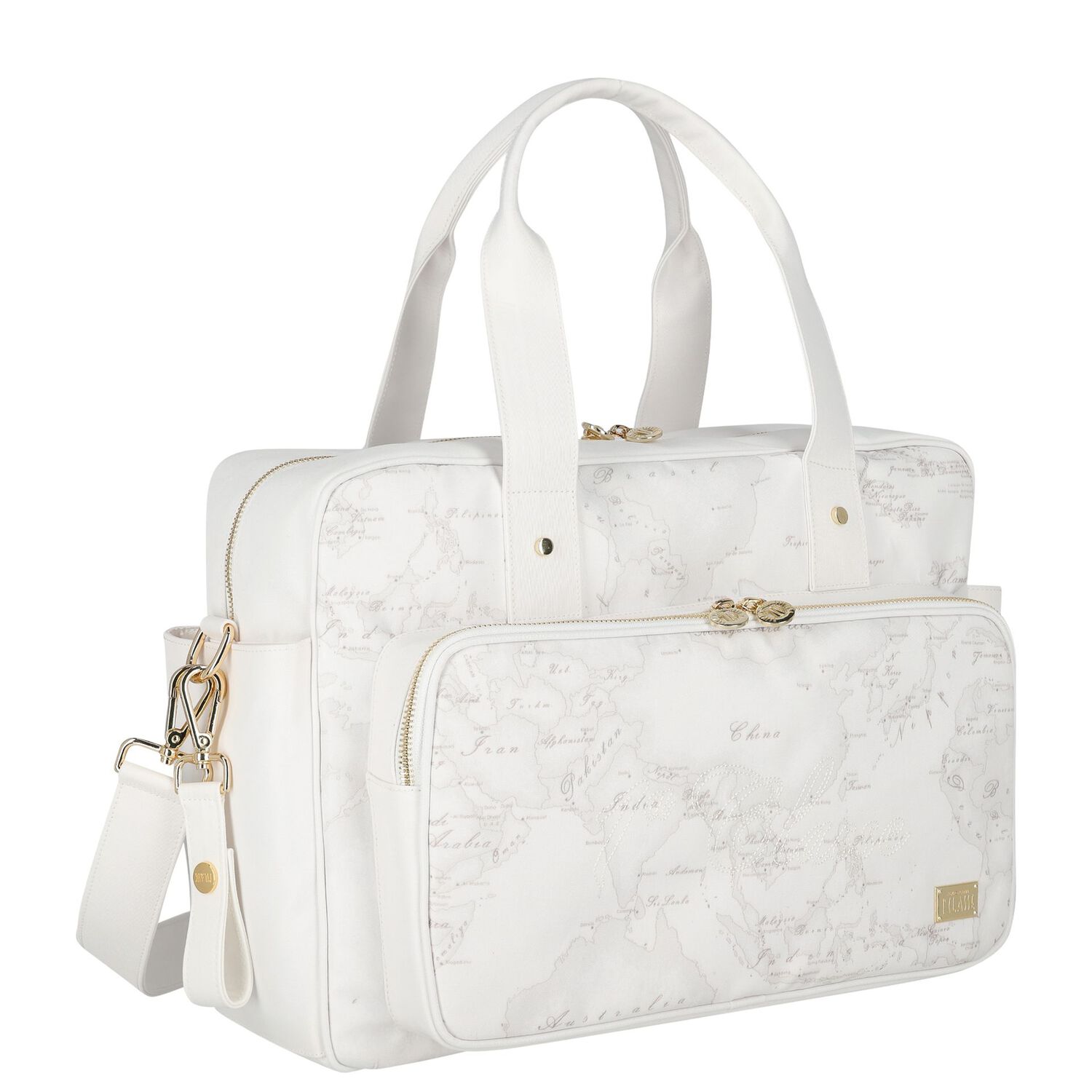 White Geo Map Baby Changing Bag, 3, hi-res