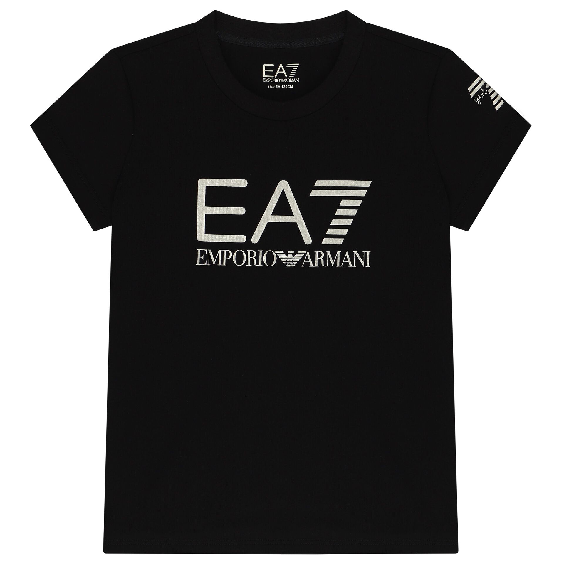 超熱 Emporio EA7 Armani USA Couture Junior | T-Shirt Logo Black Girls トップス