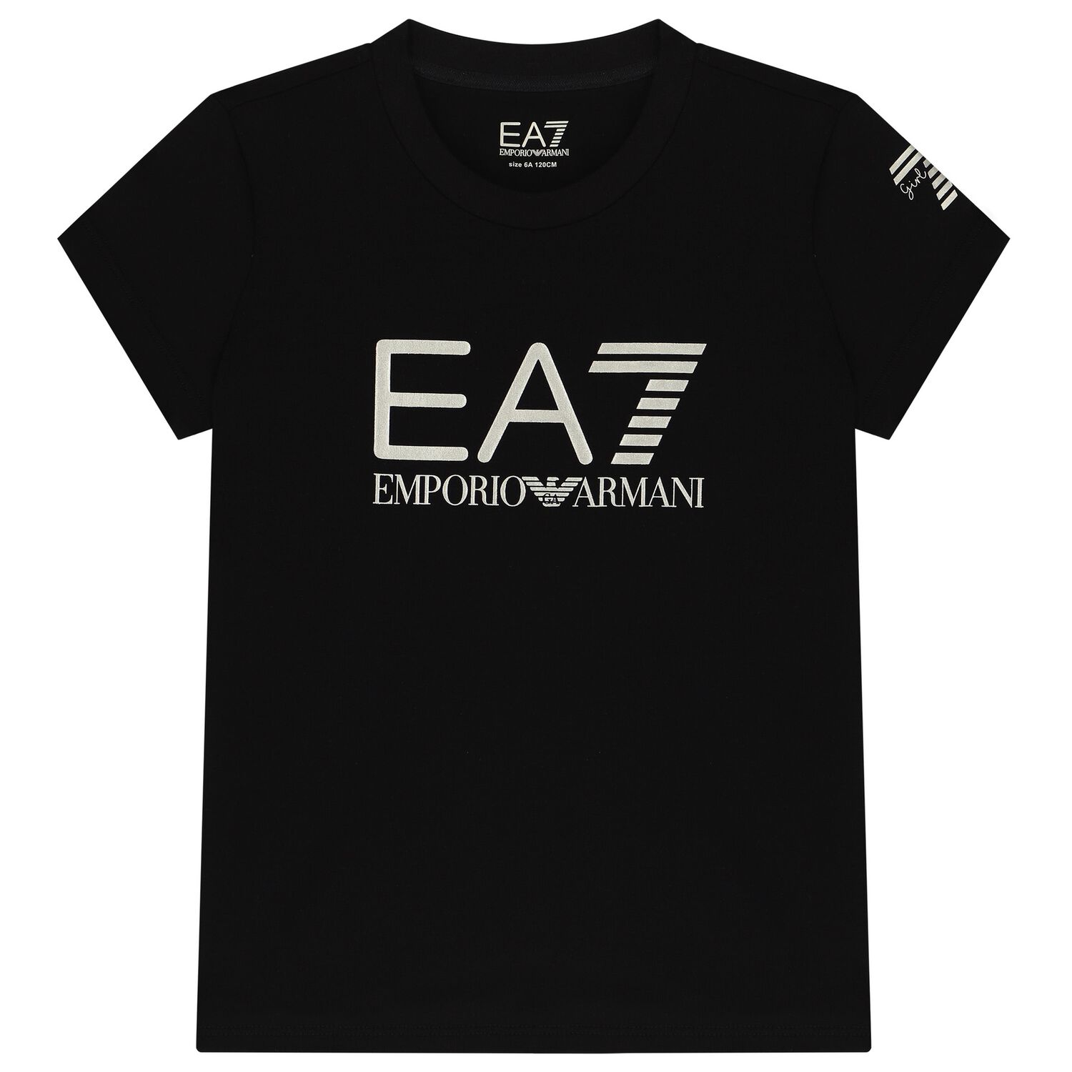 EA7 Emporio Armani Girls Black Logo T-Shirt | Junior Couture USA