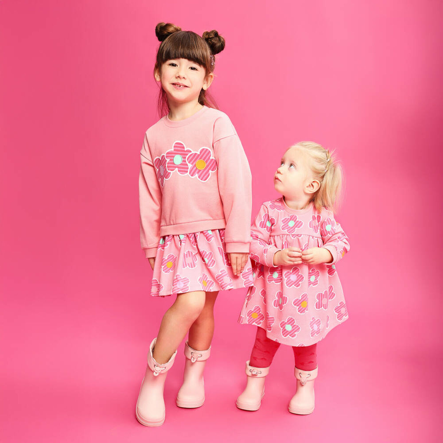 Girls Pink Floral Dress Set, 1, hi-res image number null