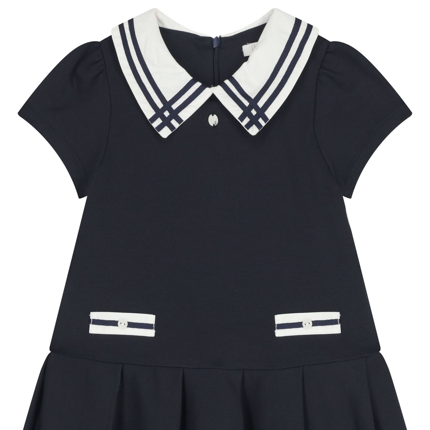 Girls Navy Blue & White Dress , 1, hi-res