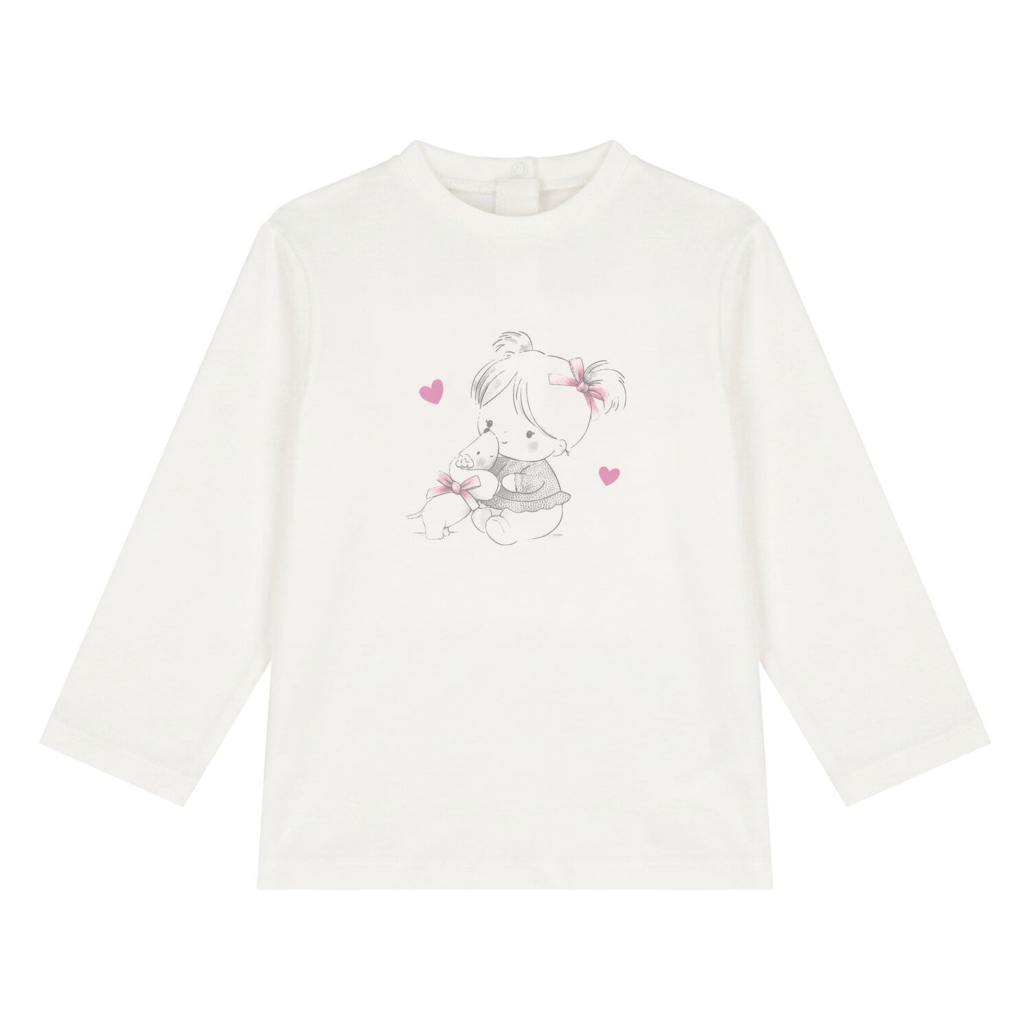 Younger Girls Ivory Long Sleeve Top, 2, hi-res