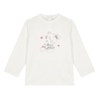Younger Girls Ivory Long Sleeve Top