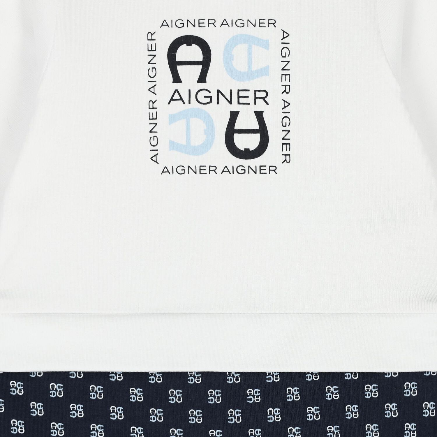 Baby Boys White & Navy Blue Logo Babygrow, 1, hi-res image number null