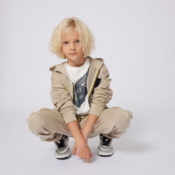 Boys White Belt Bag Long Sleeve Top
