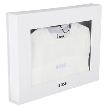 Baby Boys White & Blue Logo Shorts Set