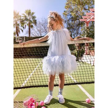 Girls Blue Sequin Tulle Dress