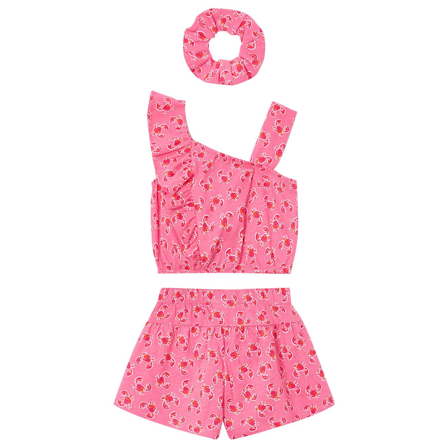 Girls Pink Crab Shorts Set, 1, hi-res