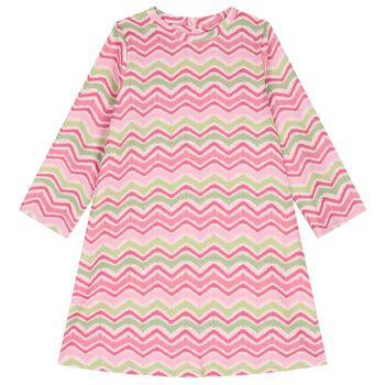 Girls Pink & Green Zigzag Dress
