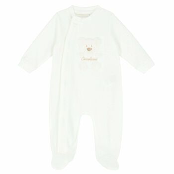 Baby Boys Blue Velour Babygrow