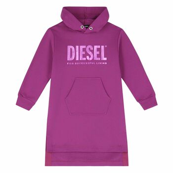 Girls Purple Logo Sweatshirt Dress