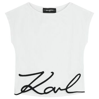 Girls Mini Me White Logo T-Shirt