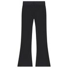 Girls Black Logo Ribbed Leggings, 1, hi-res