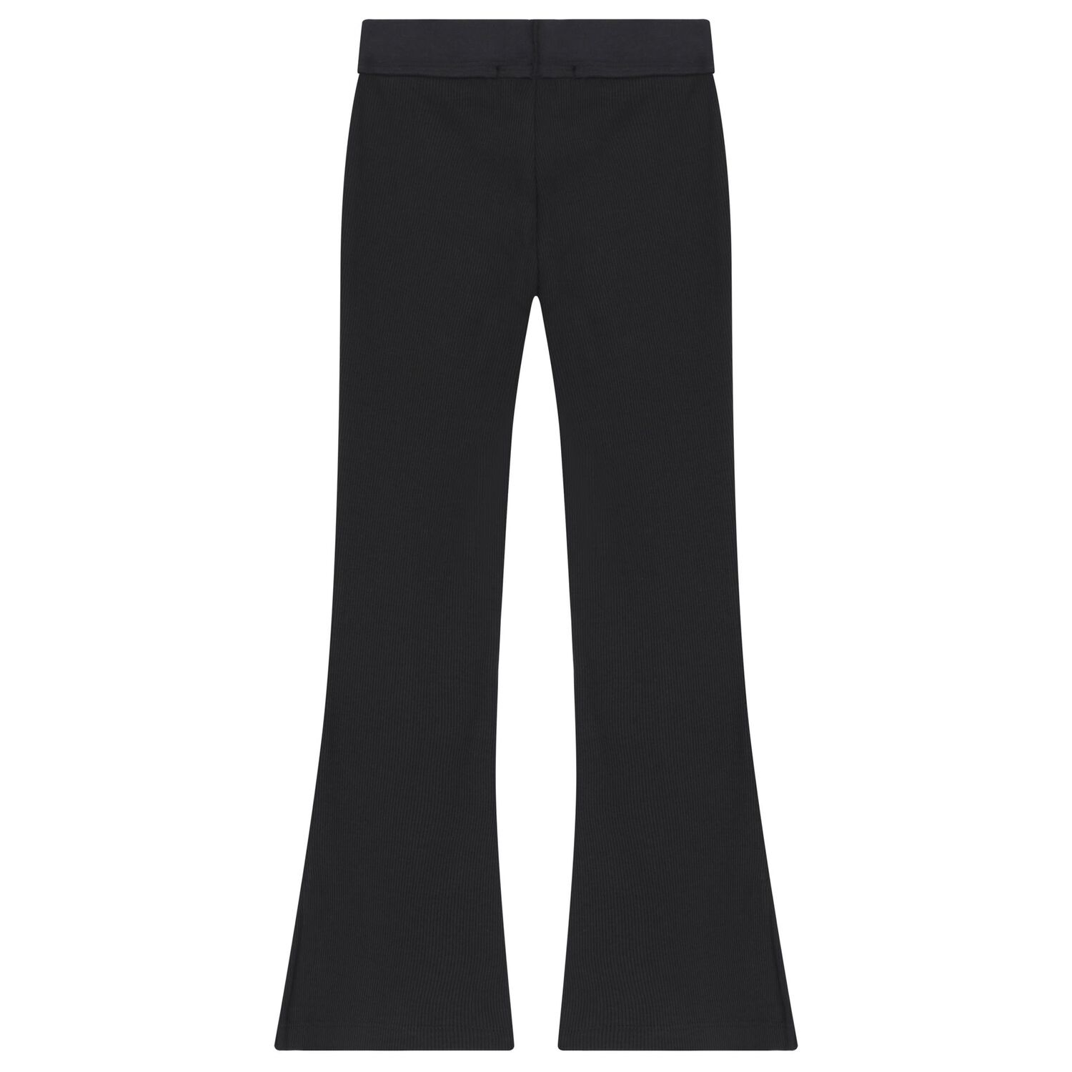 Girls Black Logo Ribbed Leggings, 1, hi-res