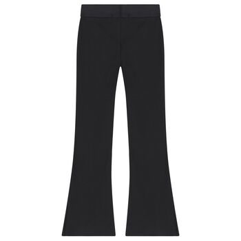 Girls Black Logo Ribbed Leggings