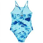Girls Blue Coral Logo Swimsuit , 1, hi-res
