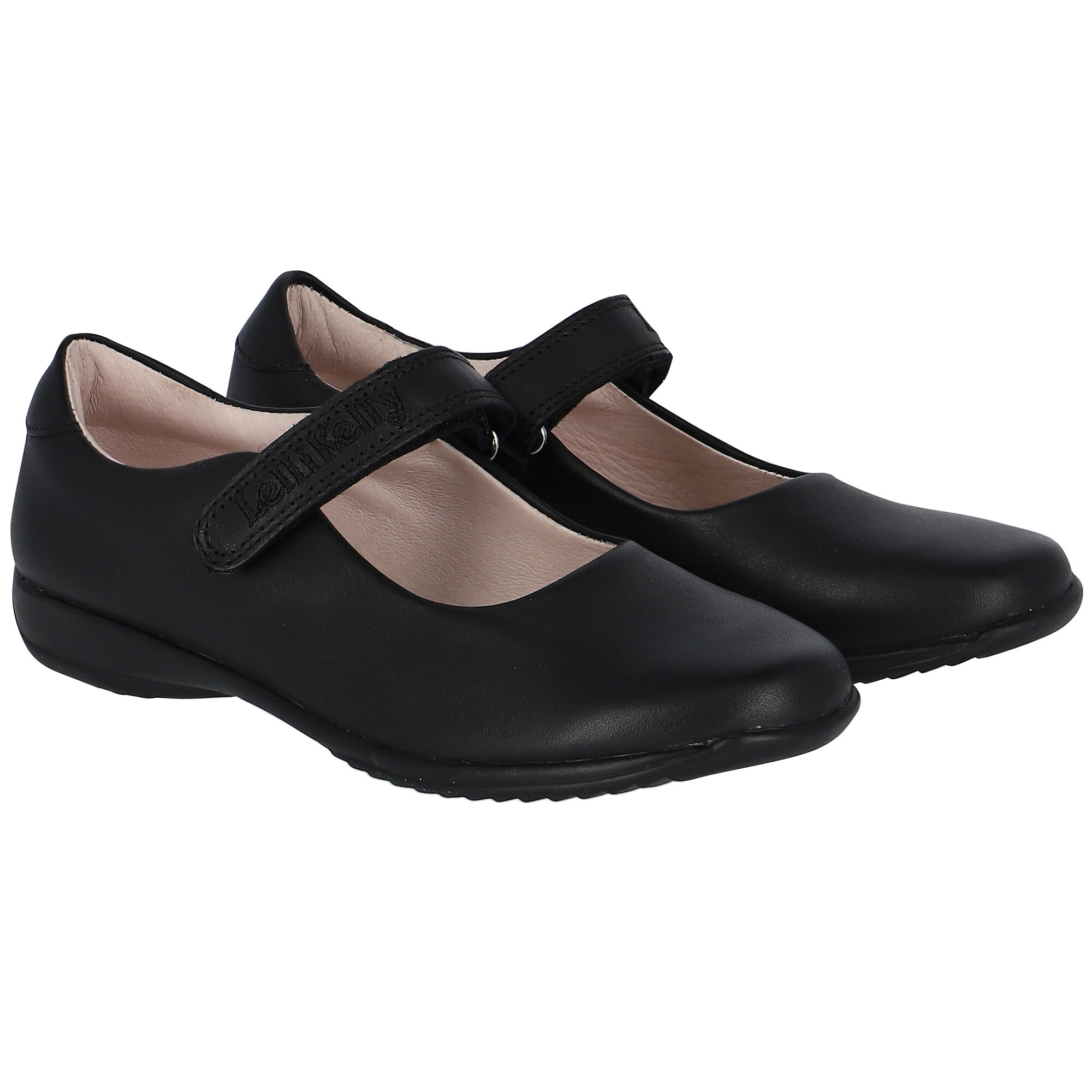 Girls black leather pumps clearance