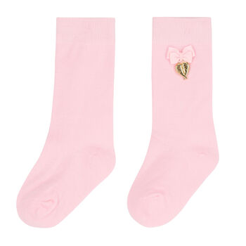 Girls Pink Bow Socks