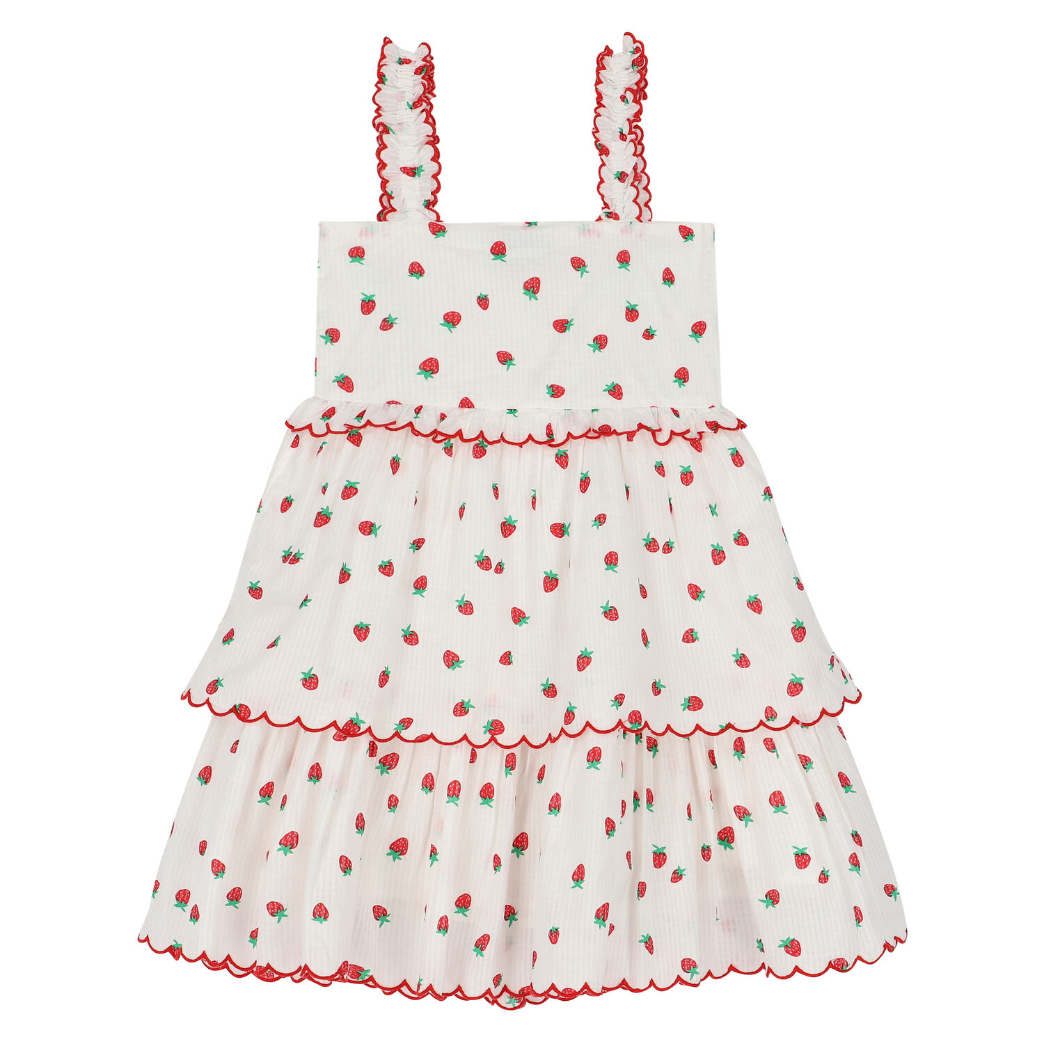 Girls White & Red Strawberry Dress, 1, hi-res image number null
