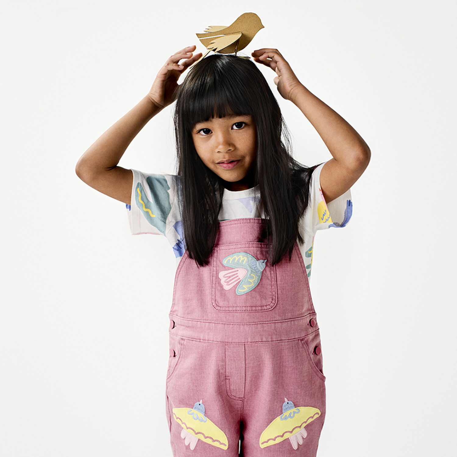 Girls White Birds T-Shirt, 1, hi-res