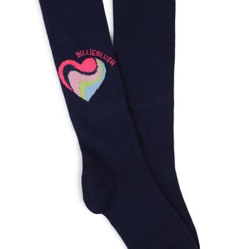 Girls Navy Blue Heart Tights