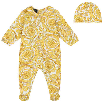 Ivory & Gold Barocco Babygrow Set