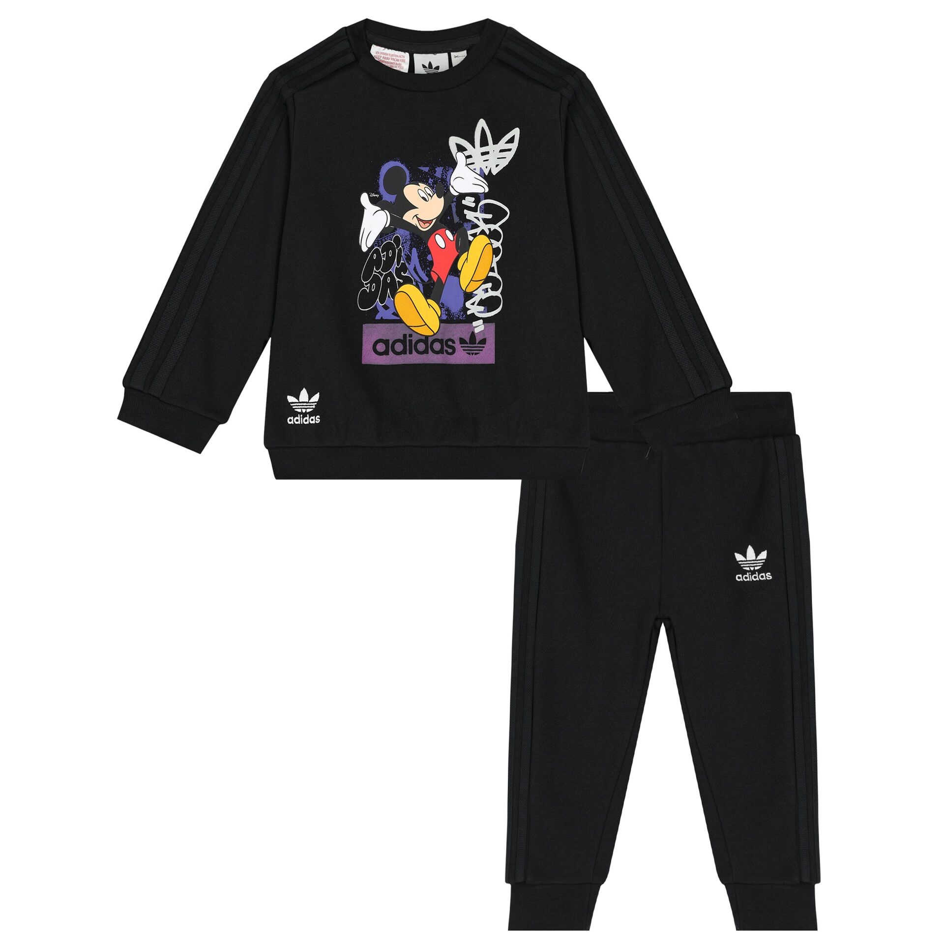 Adidas Kids Black Mickey Mouse Logo Tracksuit Junior Couture USA