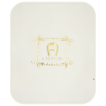 Baby Girls Ivory & Gold Logo Blanket