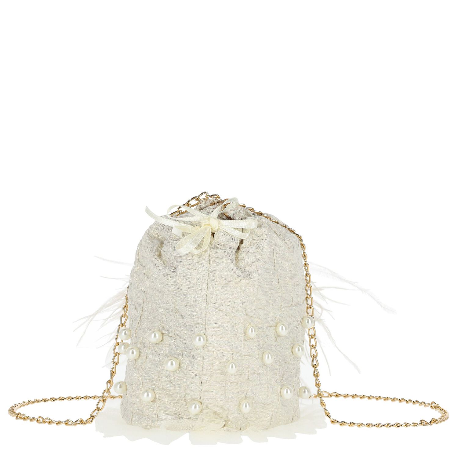 Girls Gold Pearl Handbag, 1, hi-res
